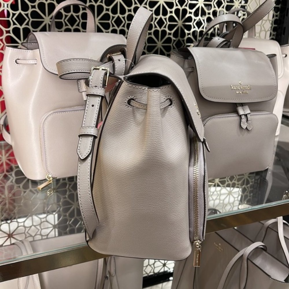 Kate Spade Darcy Flap Backpack Warm Taupe - Picture 5 of 16